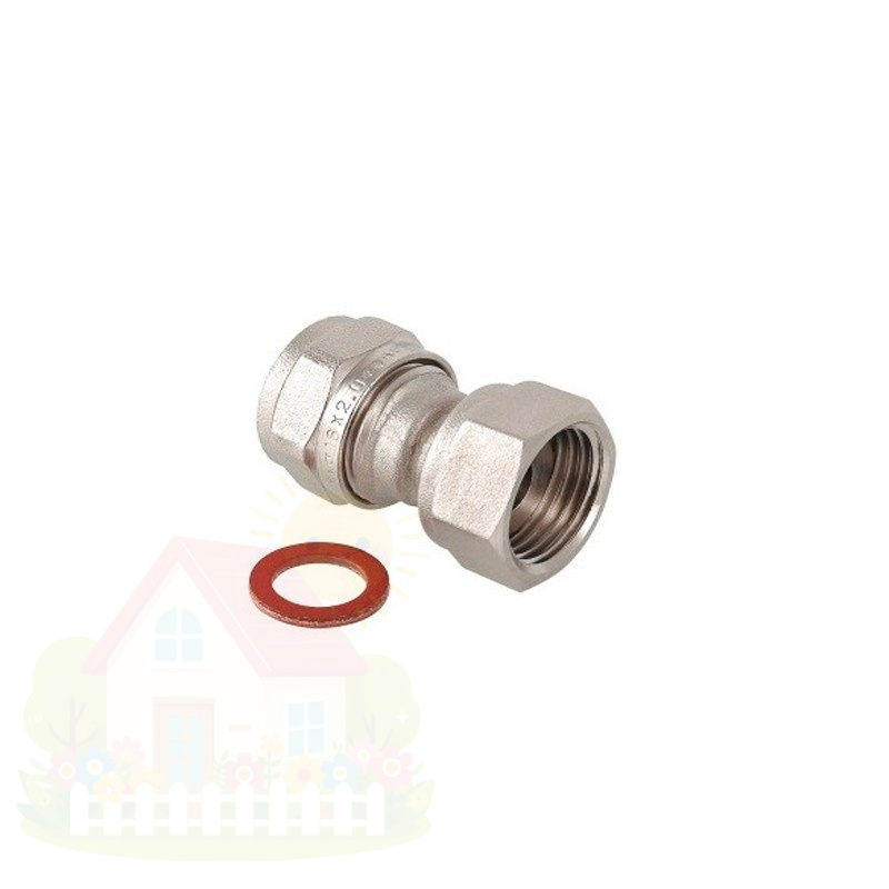 Купить Соединитель обжимной с накидной гайкой 16 x 1/2" Valtec (АРТ. VTM.322.N.001604) — фото товара в каталоге