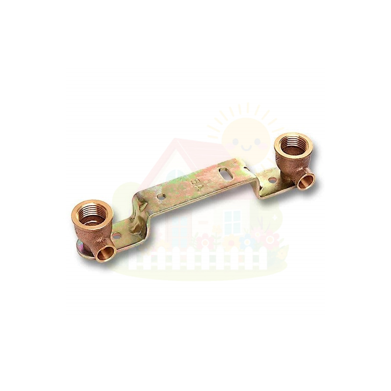 Инженерная сантехника Угол двойной Sanha 15x1/2" бронзовый под пайку с креплением арт.149761512 — детальное фото