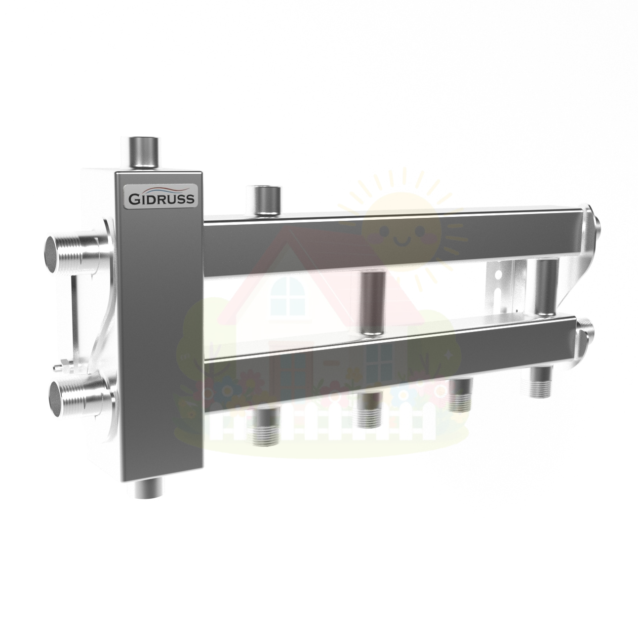 Инженерная сантехника Коллектор нержавеющий Gidruss BMSS-40-3D до 40 кВт 3/4" 2-3 контура — детальное фото