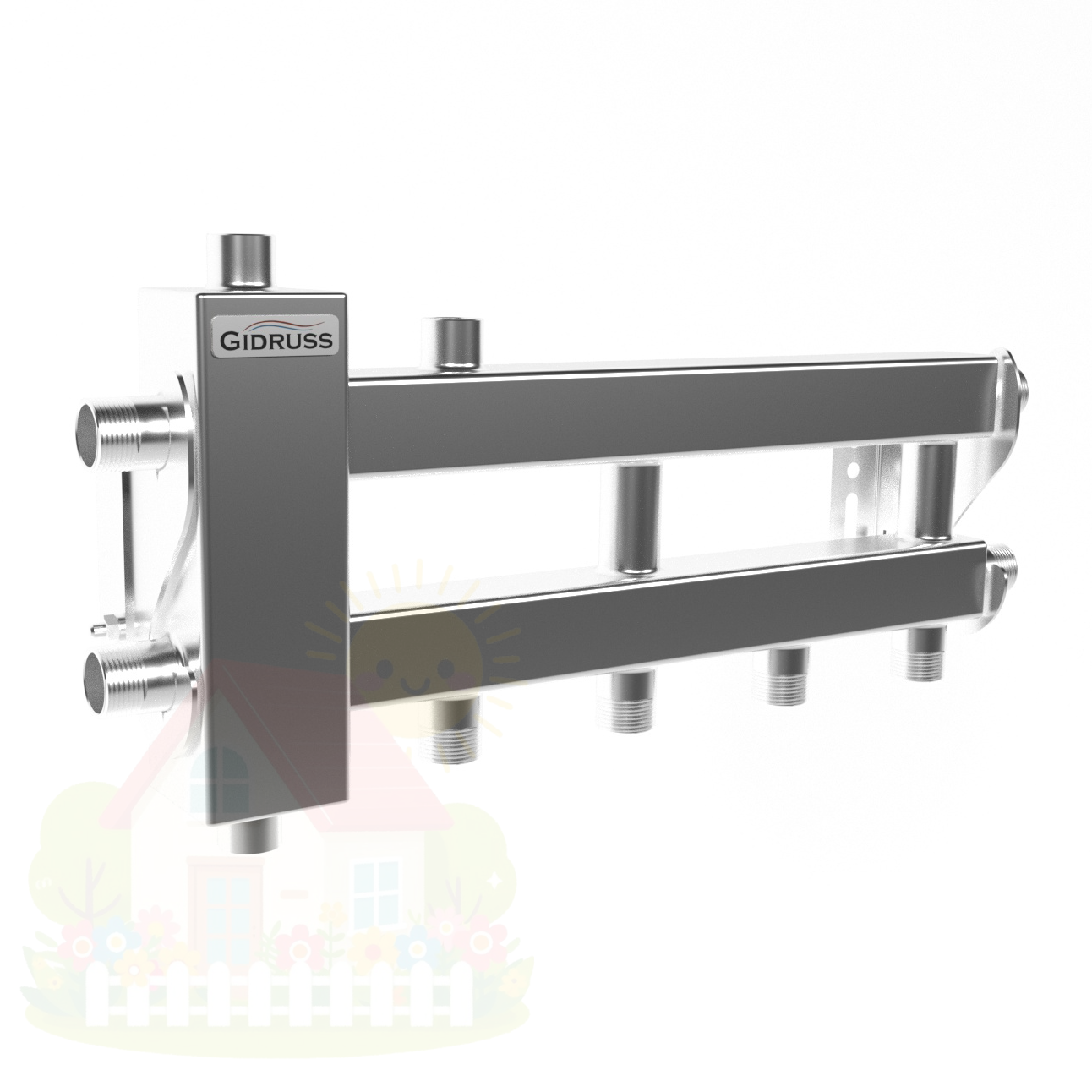 Купить Коллектор нержавеющий Gidruss BMSS-40-3D до 40 кВт 3/4" 2-3 контура — фото товара в каталоге