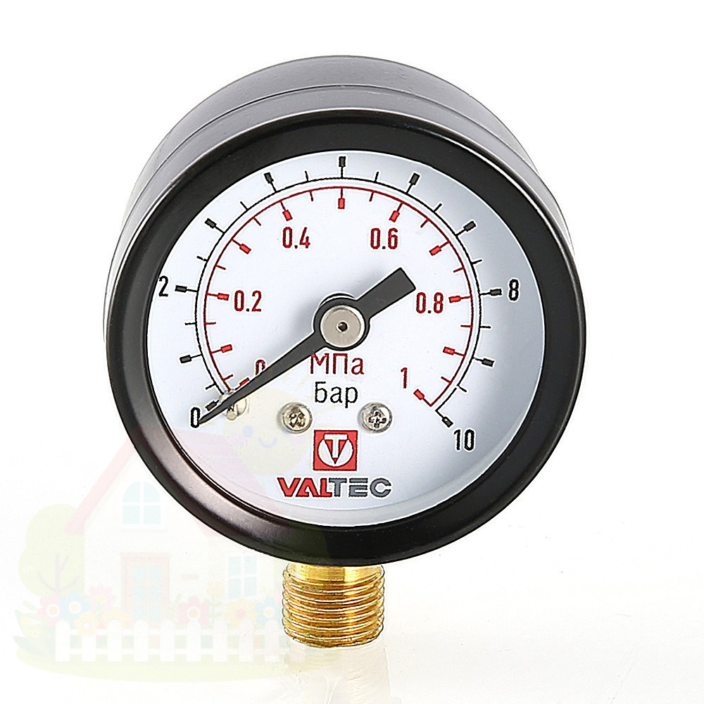Купить Манометр-индикатор с нижним подключением Valtec 40мм 1/8" 0-10 бар — фото товара в каталоге