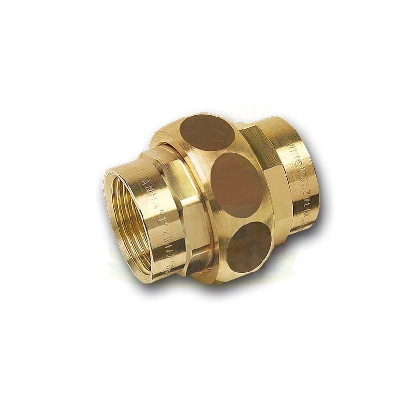 Инженерная сантехника Сгон бронзовый Sanha Purafit 2" с ВР/ВР резьбой, 3330 арт.133302 с плоским уплотнением — детальное фото