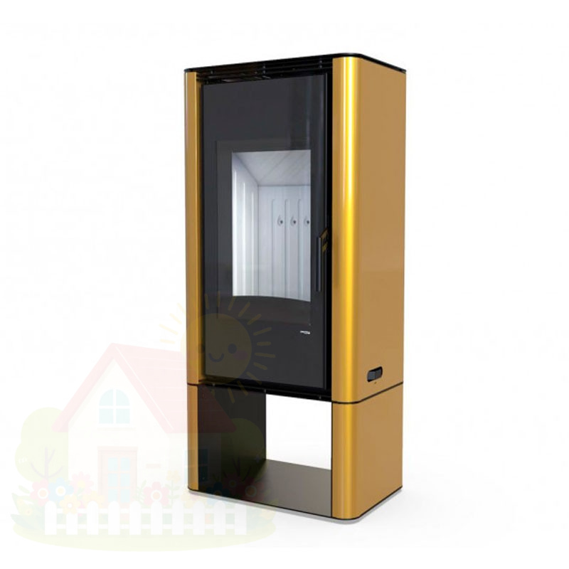 Купить Печь-камин Defro Home Solum Log 9 кВт золотая сталь — фото товара в каталоге