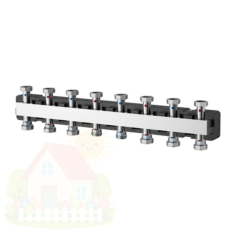 Купить Коллектор распределительный Varmega V-Flow 1 1/2"х1 1/2" нержавеющая сталь 7 контуров в термоизоляции — фото товара в каталоге