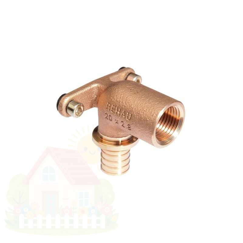 Купить Угольник настенный с креплением REHAU Rautitan 16x1/2" ВР резьба DZR латунь (MX) — фото товара в каталоге