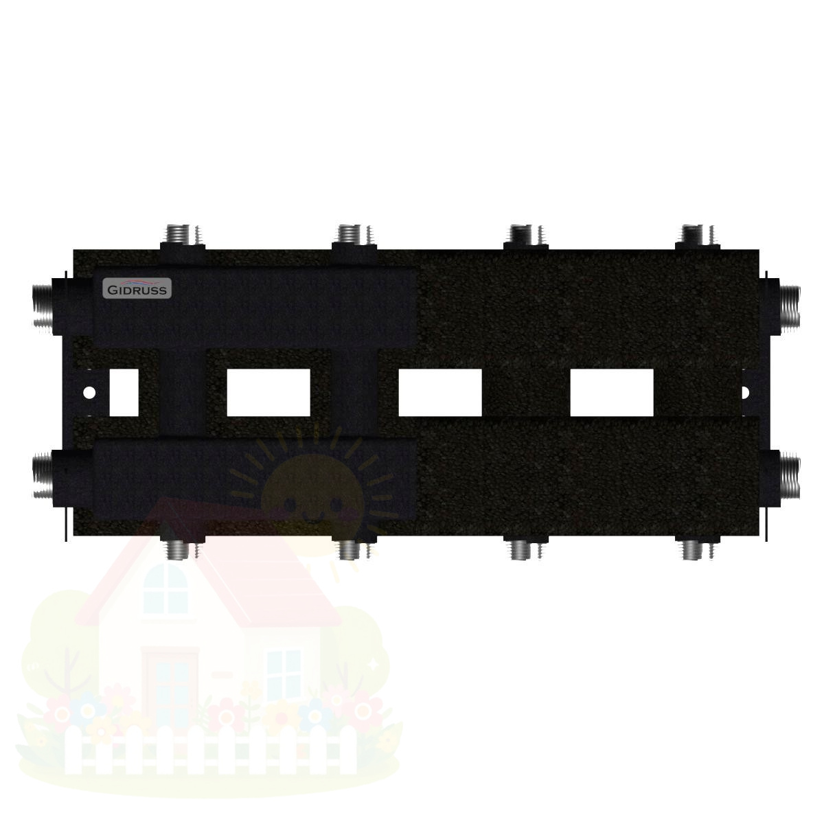 Купить Коллектор модульный Gidruss MK-100-4DU.EPP до 100 кВт 1 1/4" 5 контуров EPP термоизоляция — фото товара в каталоге