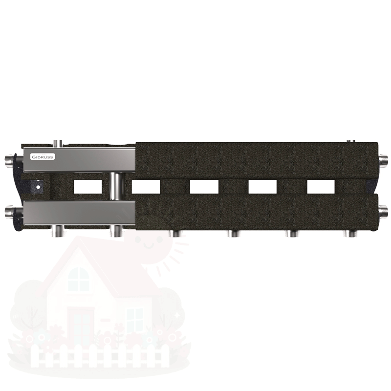 Купить Коллектор нержавеющий модульный Gidruss MKSS-60-4D EPP до 60 кВт 1" 4 контура EPP термоизоляция — фото товара в каталоге