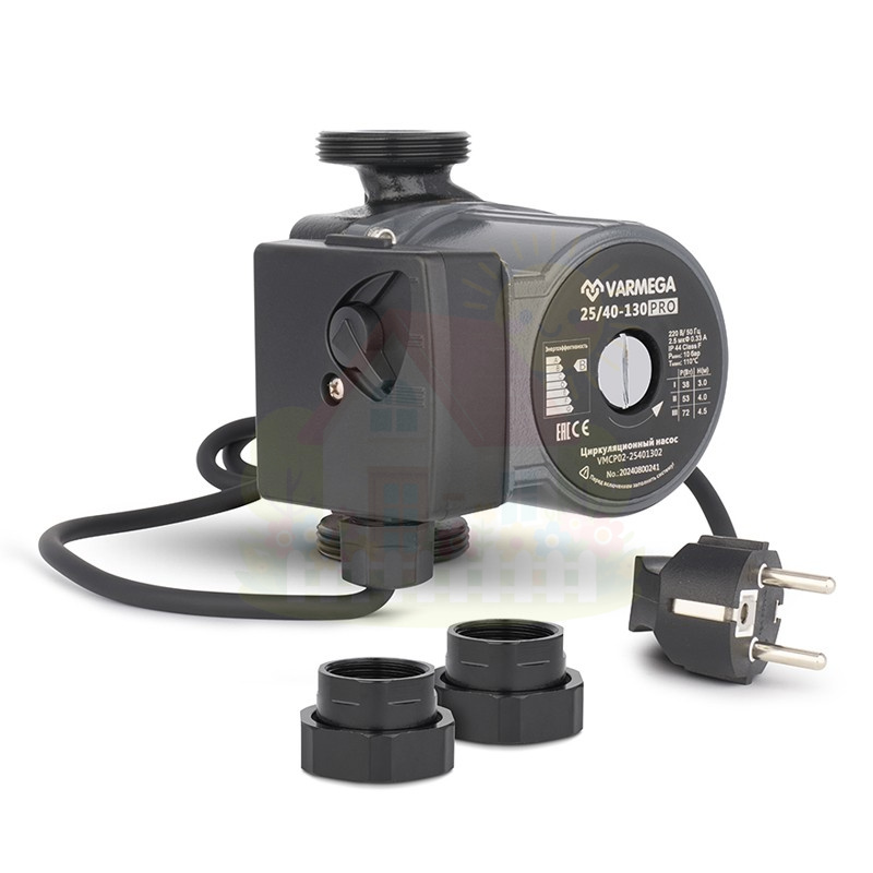 Инженерная сантехника Циркуляционный насос Varmega VMCP02 PRO 25/40-130, с гайками, с кабелем — детальное фото