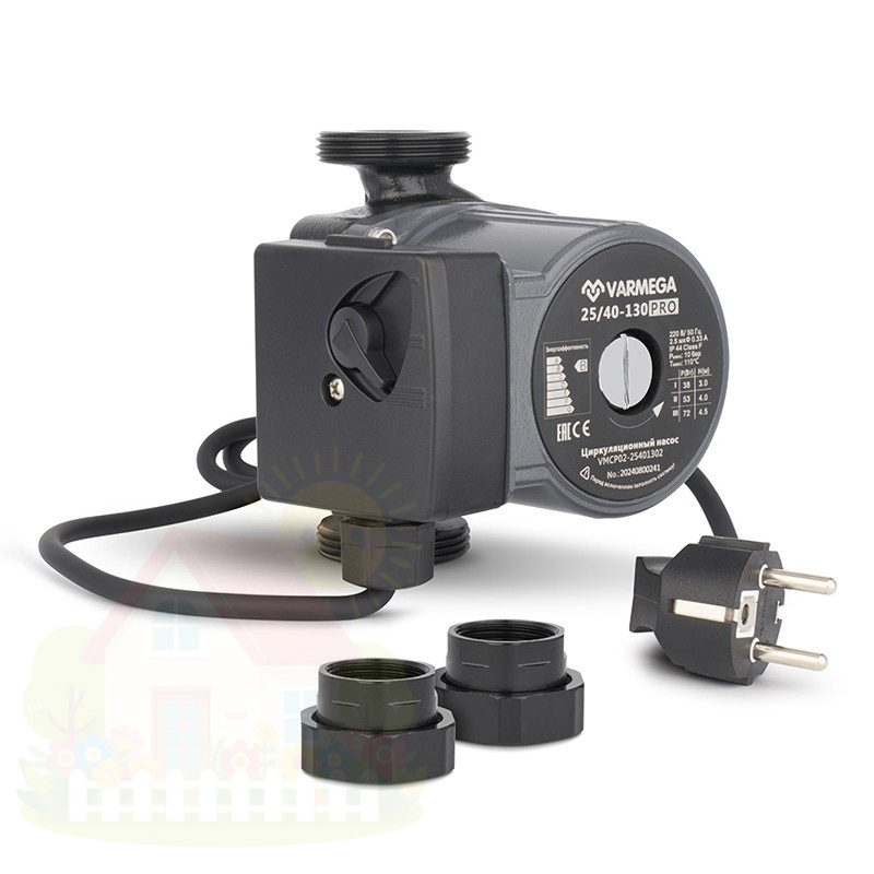Купить Циркуляционный насос Varmega VMCP02 PRO 25/60-130, с гайками, с кабелем — фото товара в каталоге
