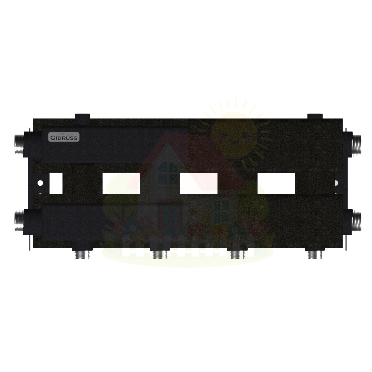 Инженерная сантехника Коллектор модульный Gidruss MK-100-2.EPP до 100 кВт 1 1/4" 3 контура EPP термоизоляция — детальное фото
