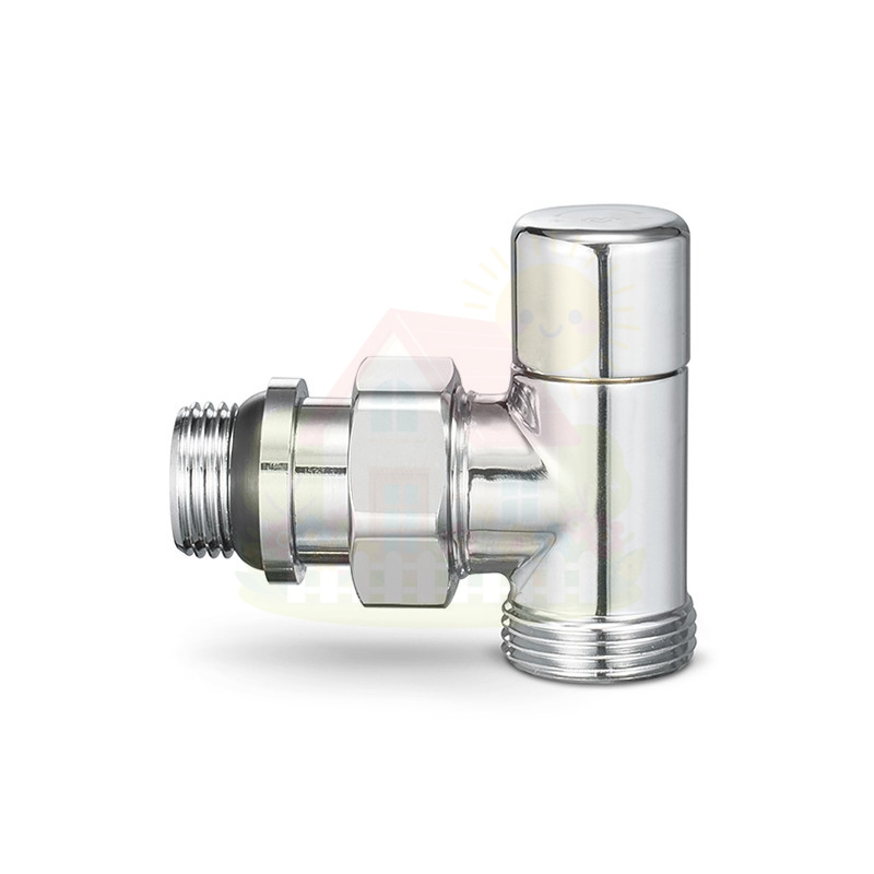 Инженерная сантехника Клапан радиаторный угловой Varmega 1/2"х3/4"EK резьба НР/НР, цвет хром — детальное фото