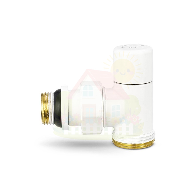Инженерная сантехника Клапан радиаторный угловой Varmega 1/2"х3/4"EK резьба НР/НР, цвет белый — детальное фото