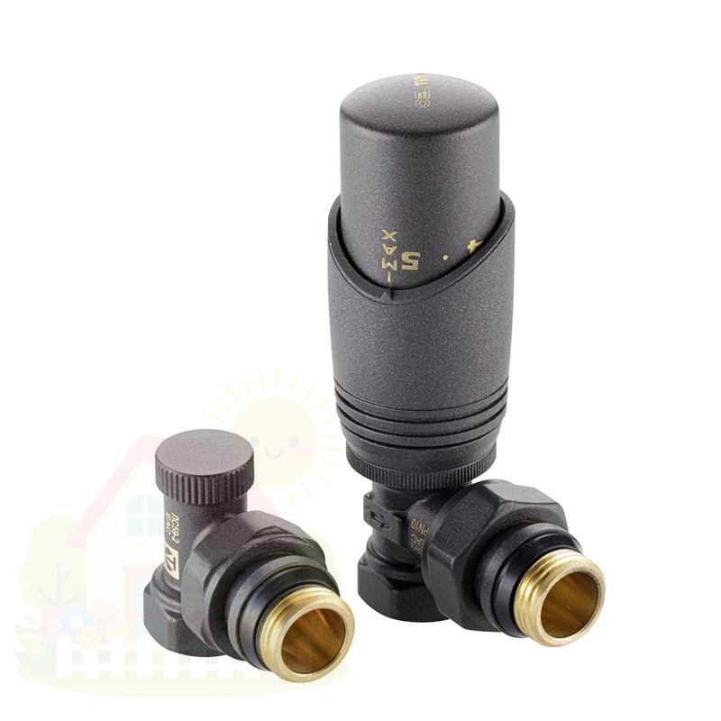 Купить Комплект термостатический угловой Valtec 1/2" арт.VT.045.GR.04 (Серый) — фото товара в каталоге