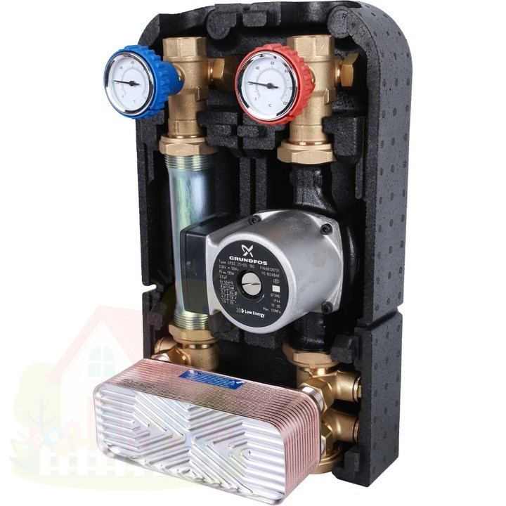 Купить Насосная группа с теплообменником 18 пластин с насосом Grundfos 25-65 Stout SDG-0038-182502 — фото товара в каталоге