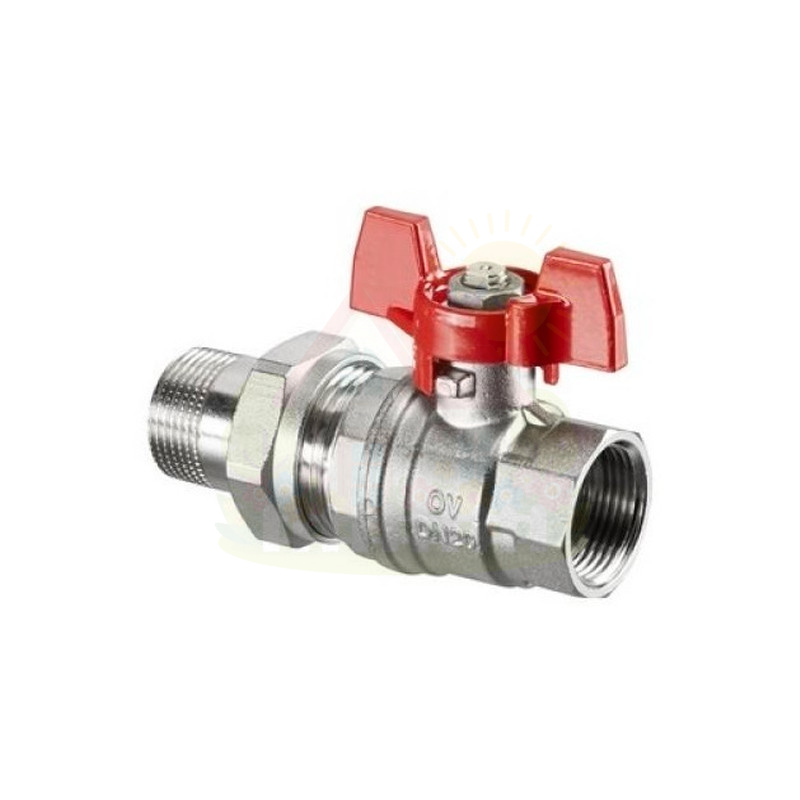 Инженерная сантехника Кран шаровый с американкой Oventrop Optibal 1/2" ручка-бабочка (арт.1075804) — детальное фото