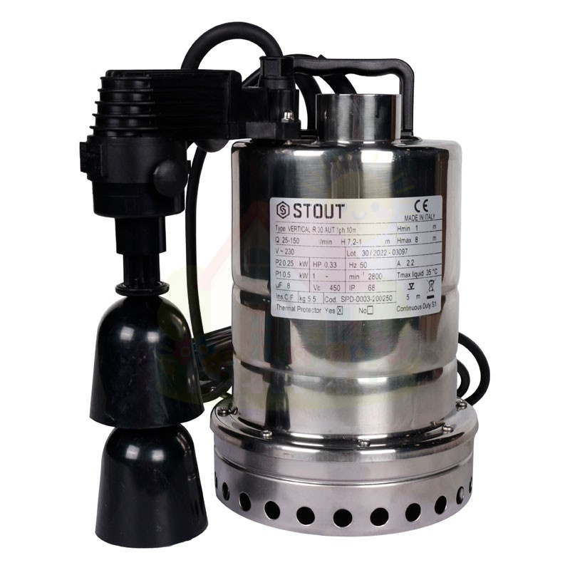 Инженерная сантехника Насос дренажный Stout SPD-0003-200450 вертикальный поплавок кабель 10 м. — детальное фото