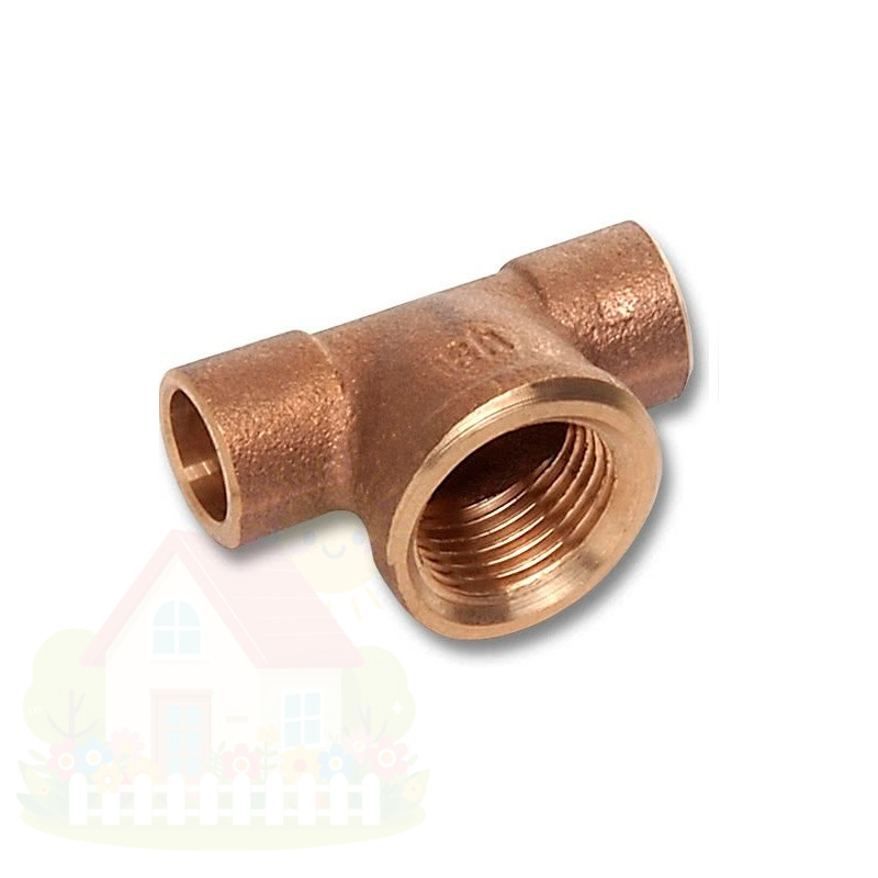 Купить Тройник Sanha 15x1/2" бронзовый под пайку с внутренней резьбой арт.141301512 — фото товара в каталоге
