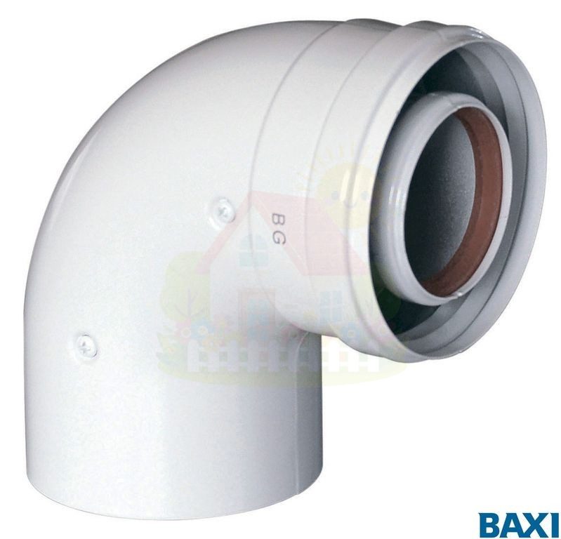Инженерная сантехника Коаксиальный отвод Baxi 90 , диам. 60/100 мм, без муфты(арт. KHG71410151) — детальное фото
