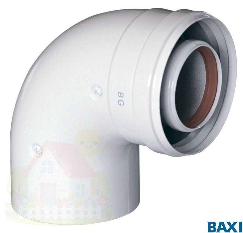 Купить Коаксиальный отвод Baxi 90 , диам. 60/100 мм, без муфты(арт. KHG71410151) — фото товара в каталоге