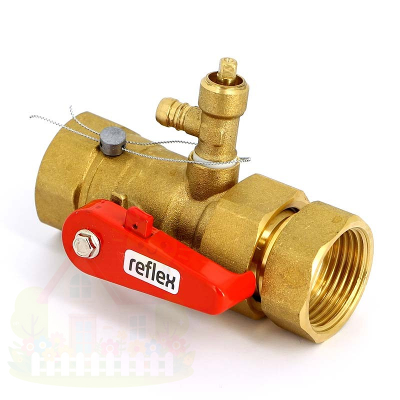 Купить Кран запорный со сливом для подключения расширительного бака Reflex 1" 7613100 — фото товара в каталоге
