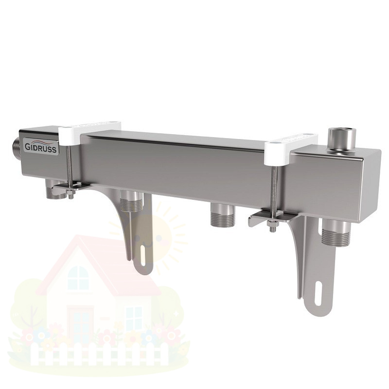 Купить Коллектор распределительный нержавеющий Gidruss DMSS-25-20х4 1" 4 контура — фото товара в каталоге