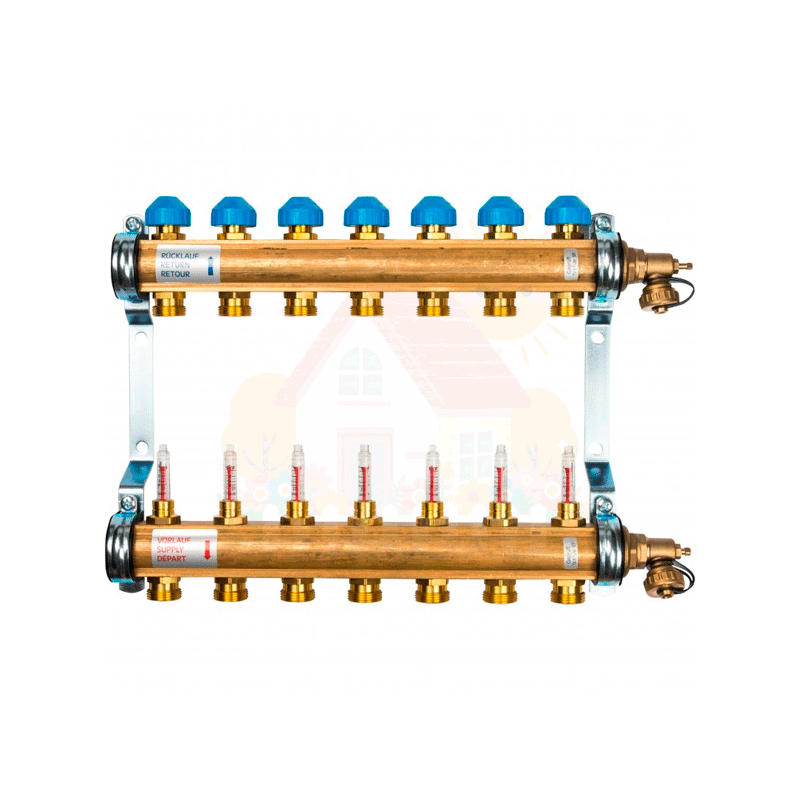Инженерная сантехника Коллектор Watts HKV/T 5 контуров 1x3/4" евроконус с расходомерами — детальное фото