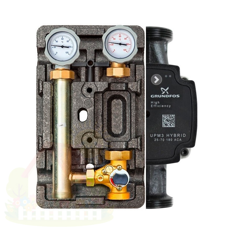 Купить Насосная группа Meibes MK 1",со смесителем, с насосом Grundfos UPM3 Hybrid 25-70 (арт.M66831.36) — фото товара в каталоге