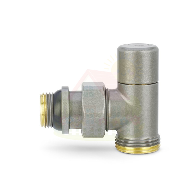 Инженерная сантехника Клапан радиаторный угловой Varmega 1/2"х3/4"EK резьба НР/НР, цвет серый — детальное фото