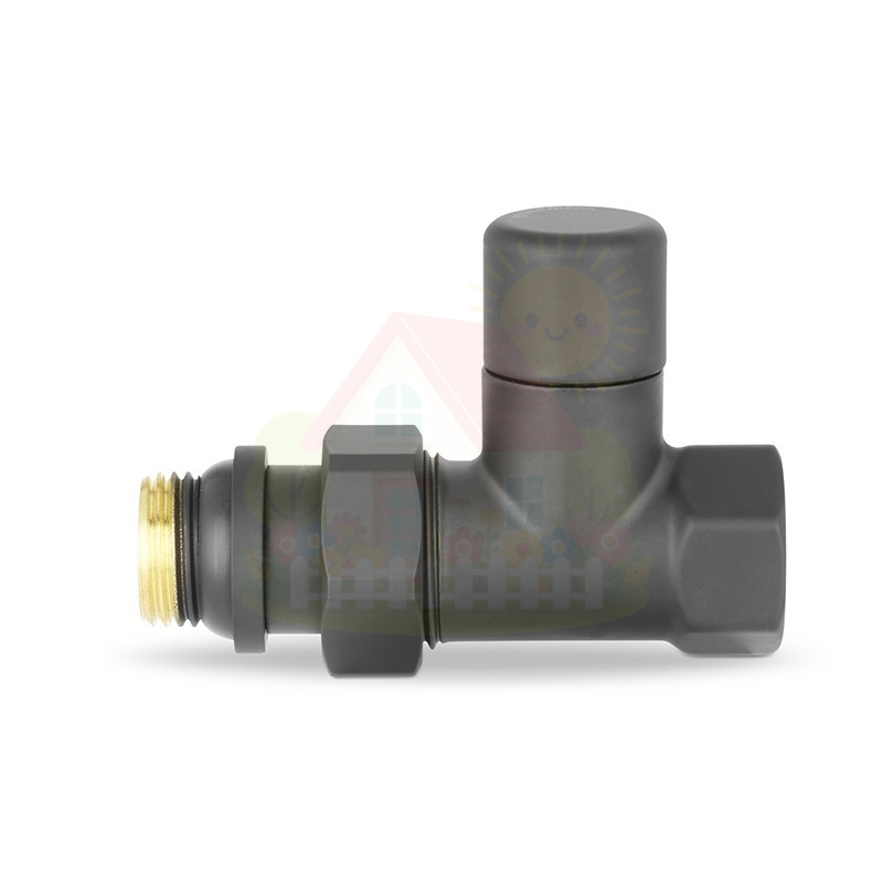 Инженерная сантехника Клапан запорный радиаторный прямой Varmega 1/2" резьба ВР/НР, цвет черный — детальное фото
