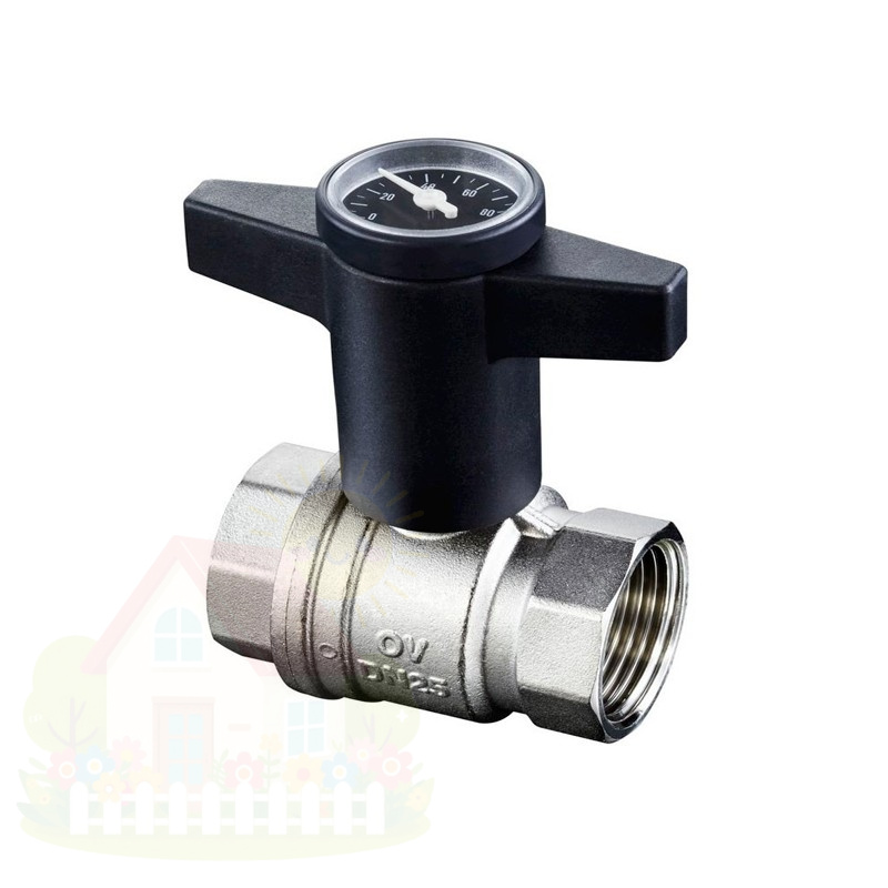 Купить Кран шаровый с термометром Oventrop Optibal 3/4" ВР/BР c высокой Т-ручкой (арт.1078006) — фото товара в каталоге