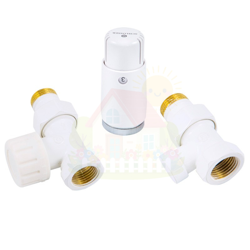 Инженерная сантехника Комплект подключения SCHLOSSER STANDARD MINI 1/2" прямой белый с термоголовкой MINI — детальное фото