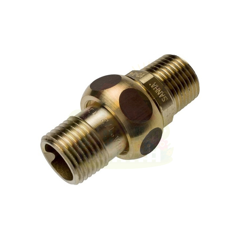 Инженерная сантехника Сгон бронзовый Sanha Purafit 1/2" с НР/НР резьбой, 3344 арт.1334412 с плоским уплотнением — детальное фото