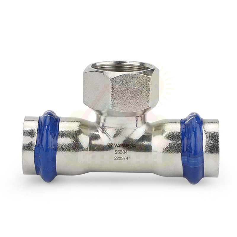Инженерная сантехника Тройник раструбный Varmega Inox Press с ВР резьбой 28х1/2" мм — детальное фото