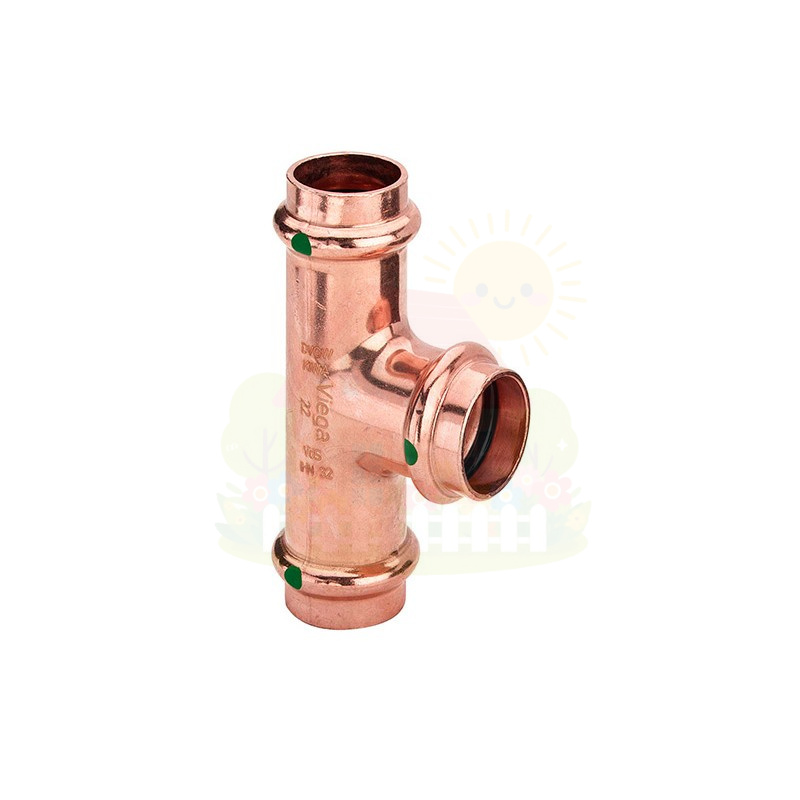 Инженерная сантехника Тройник редукционный медный Viega Profipress c SC-Contur 22x28x22 (арт.322687) — детальное фото