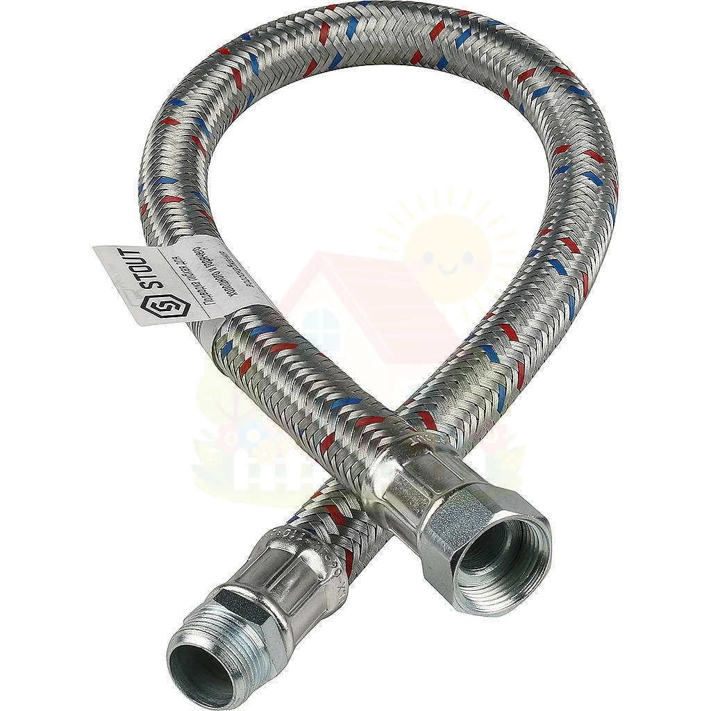 Инженерная сантехника Гибкая подводка для воды Stout НР/ВР 3/4"х3/4" длина 2000 мм — детальное фото