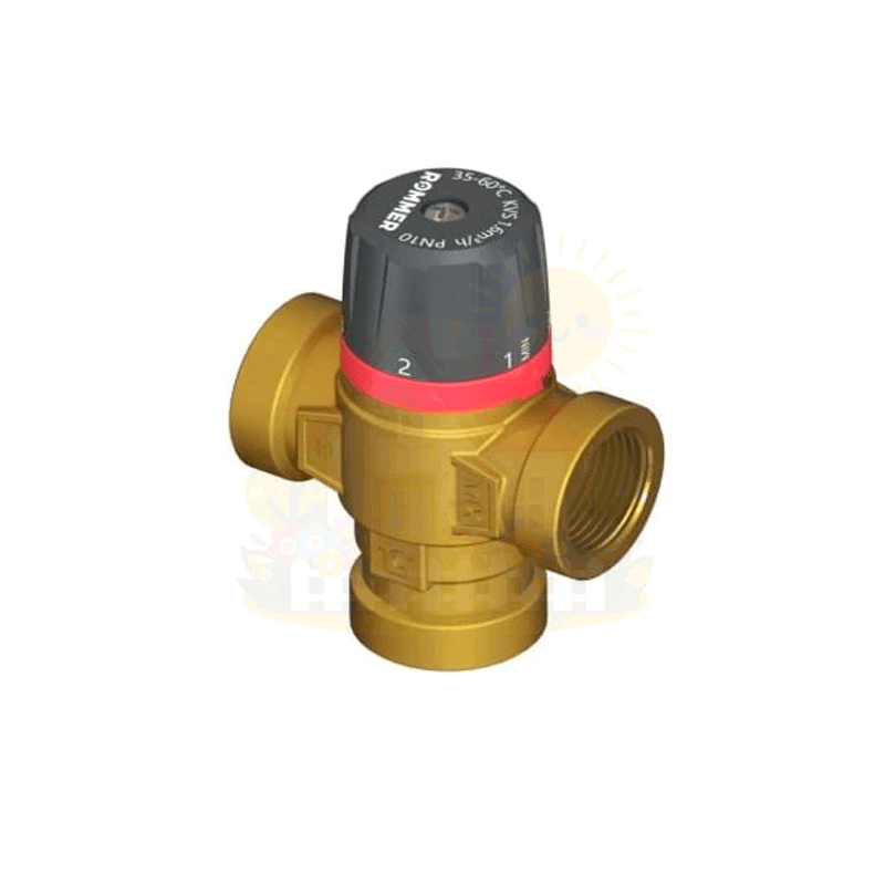Инженерная сантехника Термостатический клапан Rommer 3/4" ВР резьба боковое смешивание 20-43°С — детальное фото