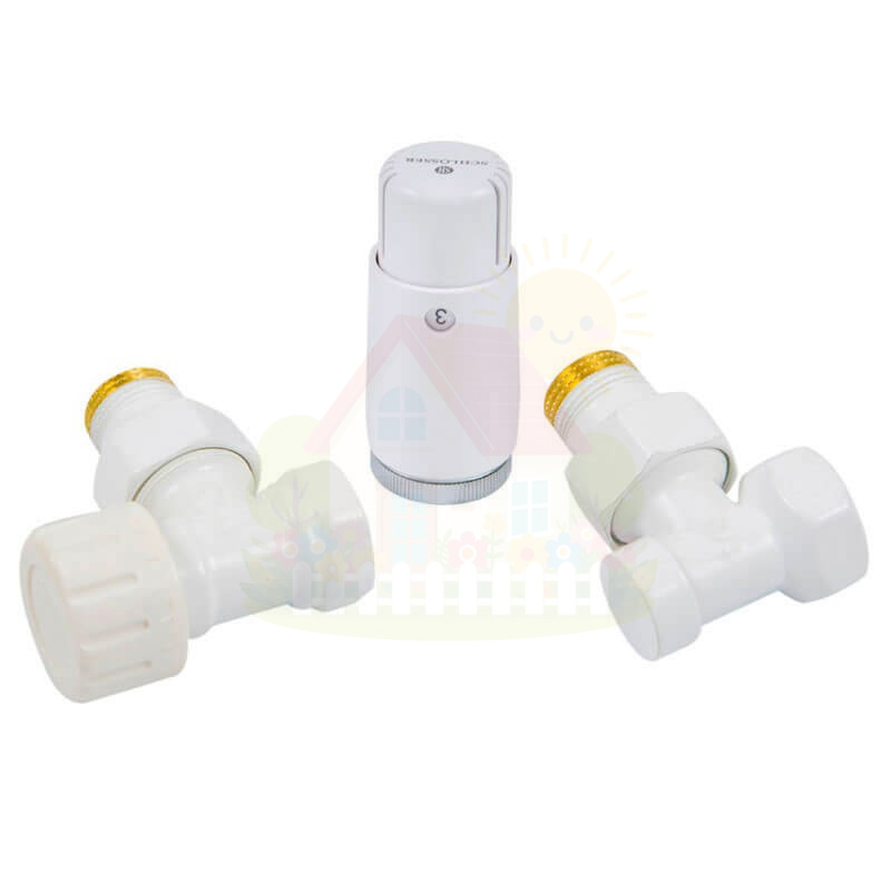 Инженерная сантехника Комплект подключения SCHLOSSER STANDARD MINI 1/2" угловой белый с термоголовкой MINI — детальное фото