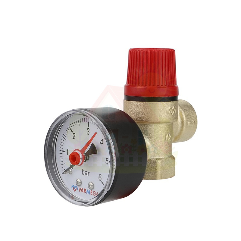Инженерная сантехника Клапан предохранительный Varmega 1/2",ВР-ВР резьба, 6Бар, мембранный — детальное фото