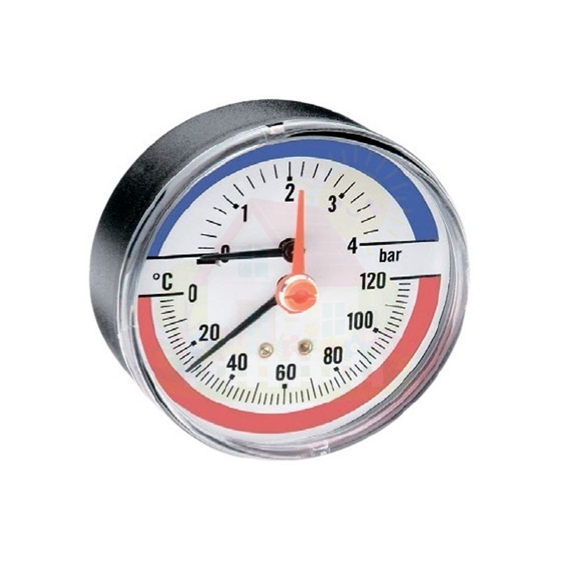 Инженерная сантехника Термоманометр аксиальный Watts F+R818 (1/2" 10 бар 120С° 80мм.) — детальное фото