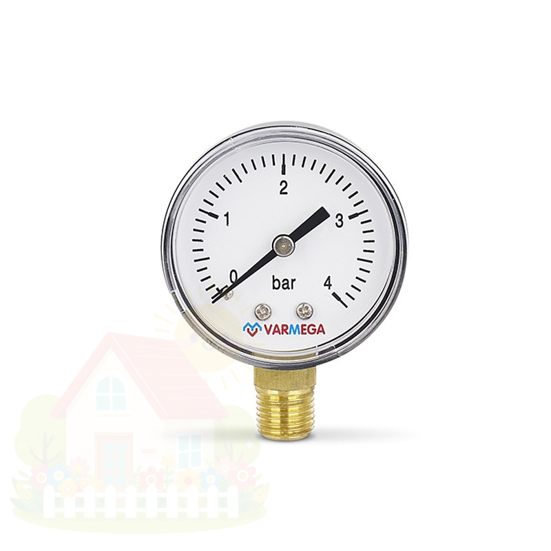 Купить Манометр радиальный Varmega, 1/2" 100мм, 10 Бар — фото товара в каталоге