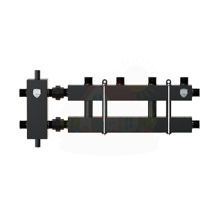 Инженерная сантехника Блок коллекторный на 2-3 выхода (вверх-вниз), стрелка 60 кВт, с кронштейнами — детальное фото