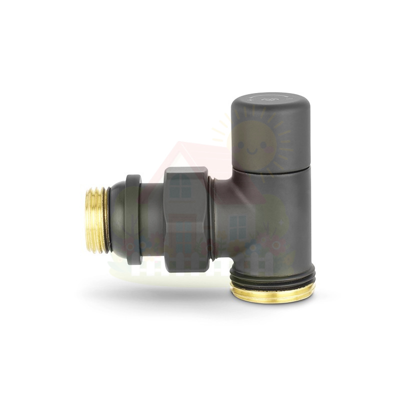 Инженерная сантехника Клапан радиаторный угловой Varmega 1/2"х3/4"EK резьба НР/НР, цвет черный — детальное фото