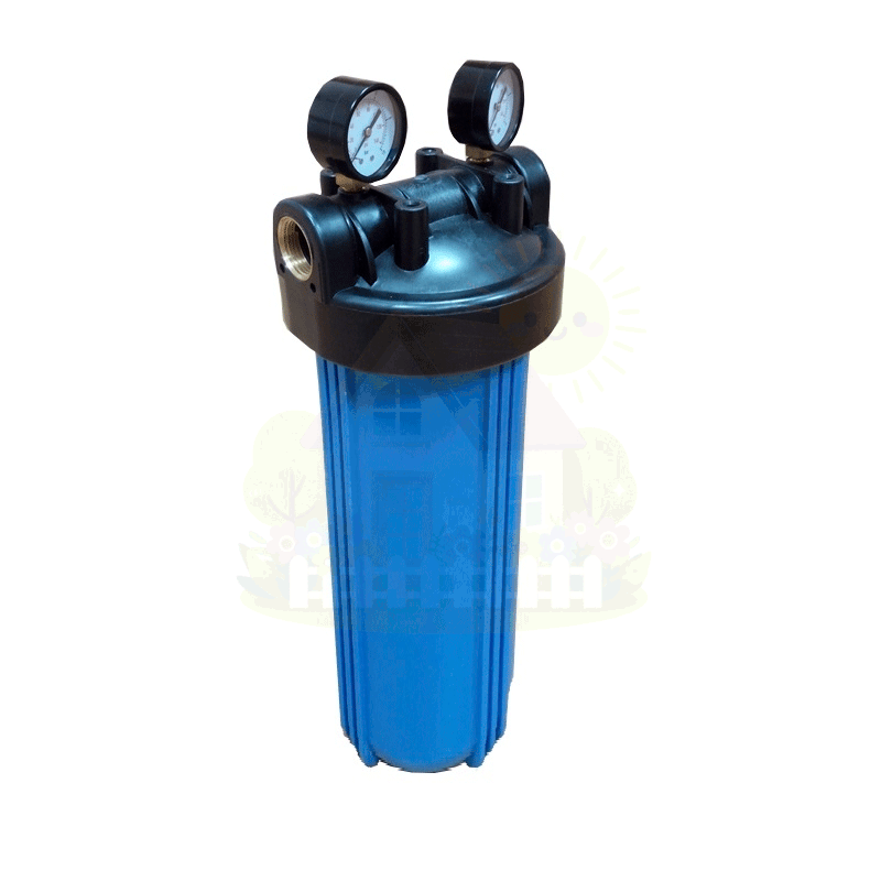 Инженерная сантехника Колба синяя Kristal Filter Big Blue 20 "1", с манометрами — детальное фото