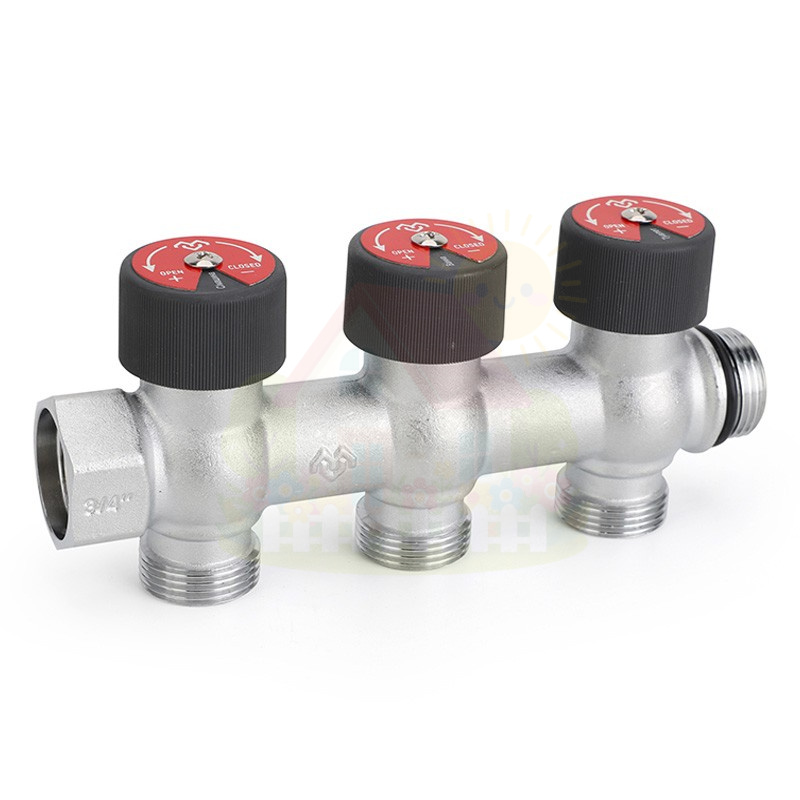 Инженерная сантехника Коллектор регулирующий Varmega VMMM03 3/4"х3/4"ЕК хромированный 3 выхода — детальное фото