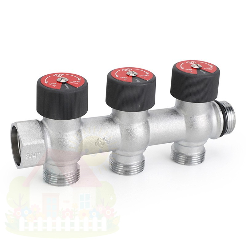 Купить Коллектор регулирующий Varmega VMMM03 3/4"х3/4"ЕК хромированный 2 выхода — фото товара в каталоге
