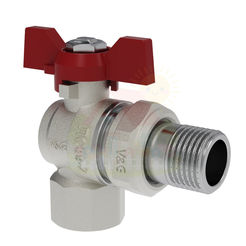 Инженерная сантехника Кран шаровой V&G Valogin 3/4" с полусгоном ВР/НР резьба, ручка бабочка — детальное фото