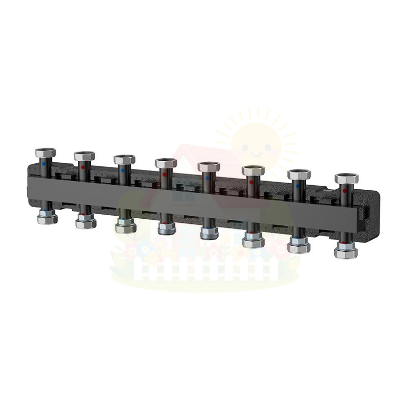 Инженерная сантехника Коллектор распределительный Varmega V-Flow 1 1/2"х1 1/2" стальной 5 контуров в термоизоляции — детальное фото