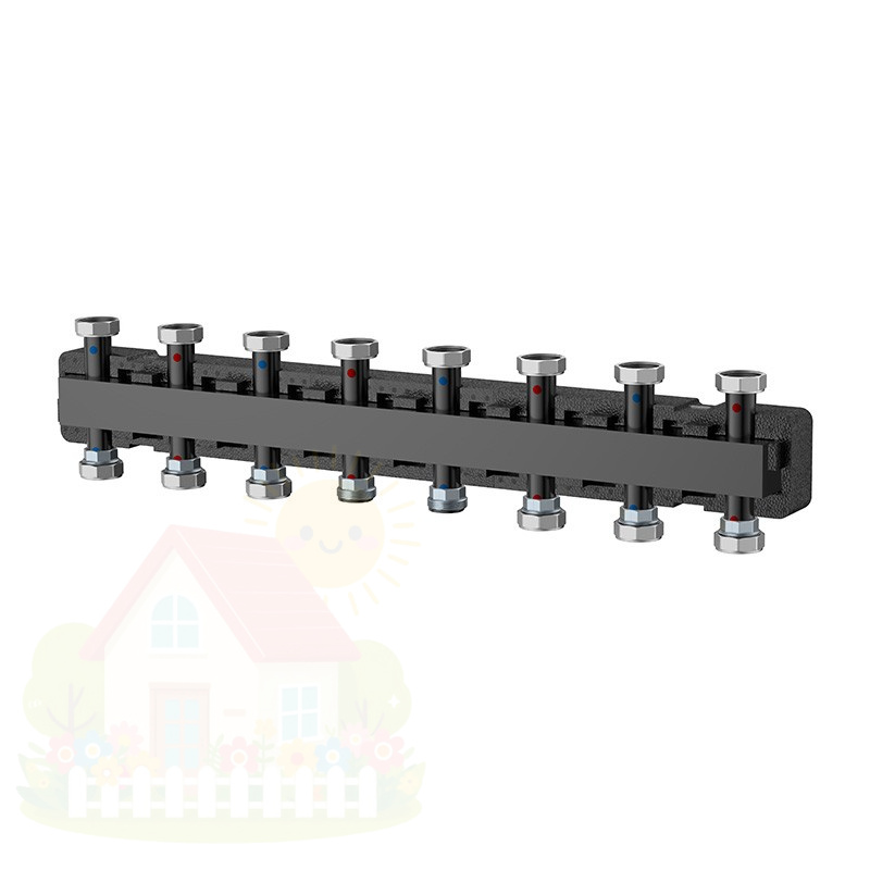Купить Коллектор распределительный Varmega V-Flow 1 1/2"х1 1/2" стальной 5 контуров в термоизоляции — фото товара в каталоге