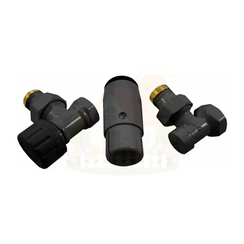 Инженерная сантехника Комплект радиаторный угловой Delta Mini 1/2" с термоголовкой М30x1.5 черный — детальное фото