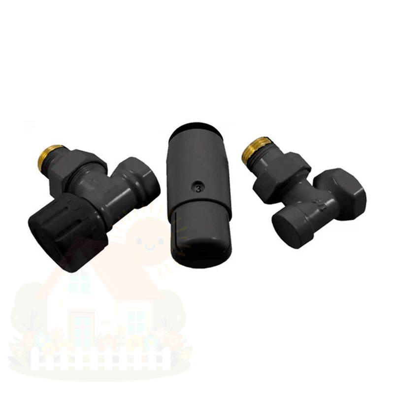 Купить Комплект радиаторный угловой Delta Mini 1/2" с термоголовкой М30x1.5 черный — фото товара в каталоге
